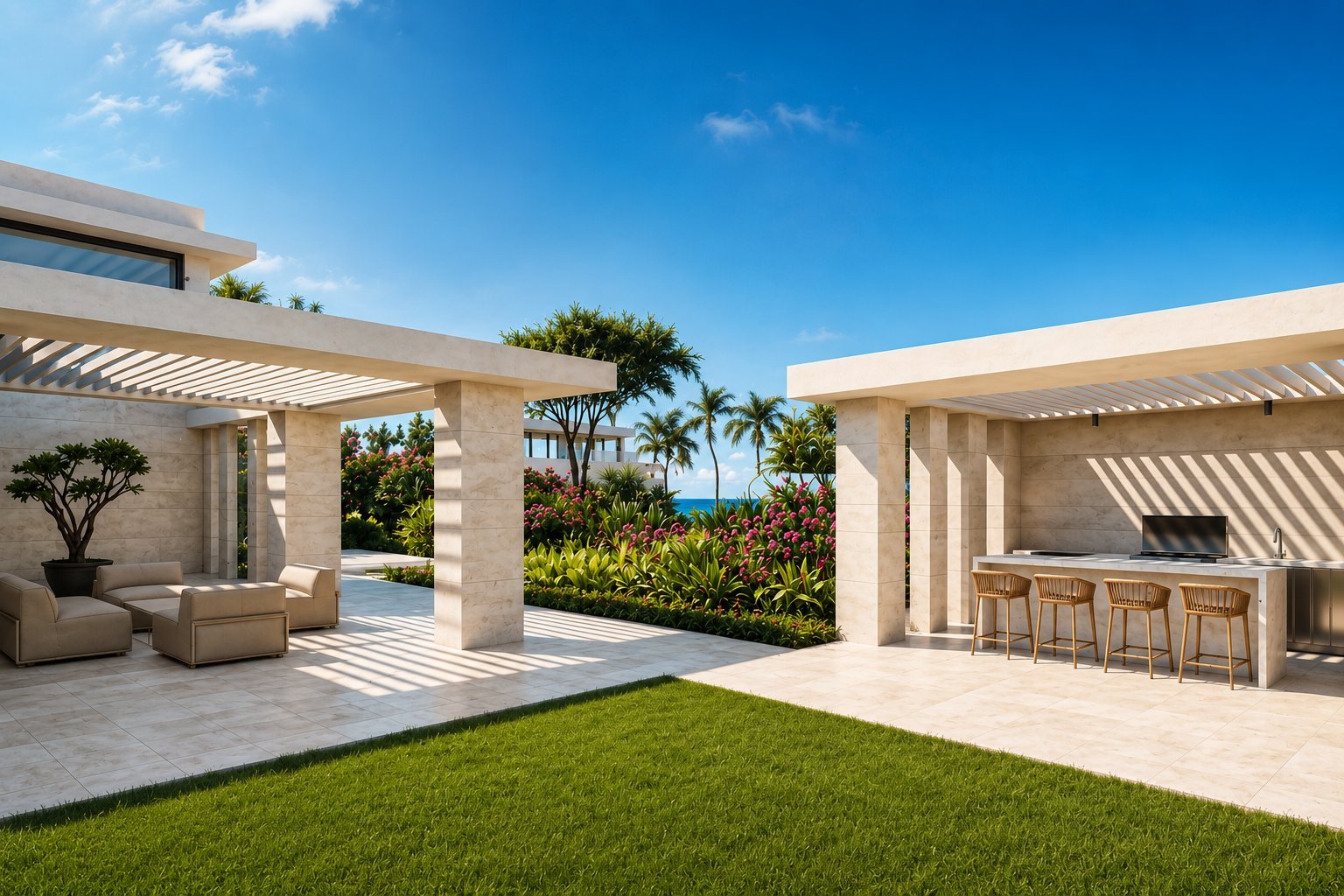 Modern luxury villa with pool and ocean view at Paradise Hills Antigua